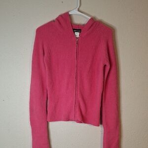Wet Seal Pink Zip-Up Hoodie Sweater size large
